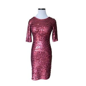 BCBGMAXAZARIA Womens Marta Sequin Bodycon Mini Dress Size XS Wine HOCO Holiday